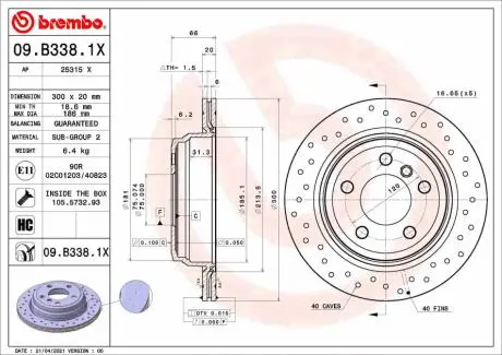 09B3381X Гальмівний диск BREMBO підбір по vin на Brocar