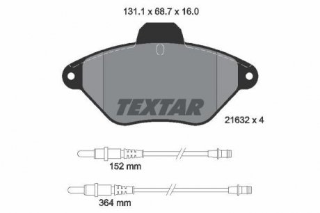 2163201 Комплект тормозных колодок, дисковый тормоз TEXTAR підбір по vin на Brocar