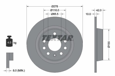 92167600 Tarcza hamulcowa BD1369 TEXTAR підбір по vin на Brocar