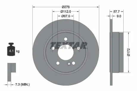 92163100 Тормозной диск TEXTAR підбір по vin на Brocar