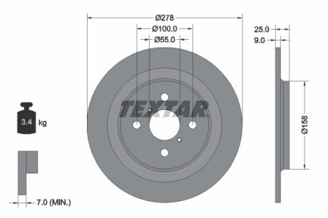 92161900 Тормозной диск 92161900 TEXTAR TEXTAR підбір по vin на Brocar