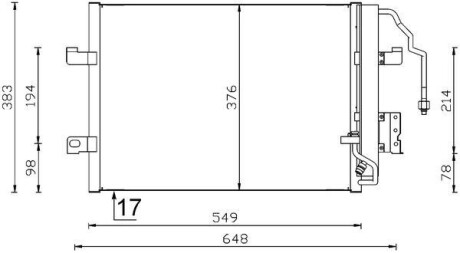 AC348000S Радиатор кондиционера MB A-class (W168) 1.4-1.9 97-04 MAHLE / KNECHT подбор по vin на Brocar