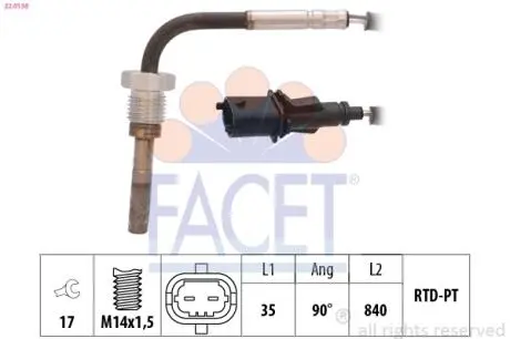 220138 Датчик температури вихлопних газів FACET підбір по vin на Brocar