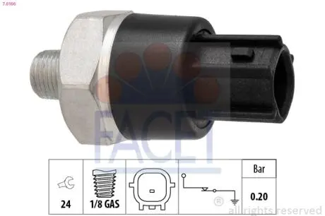 70166 Датчик тиску оливи FACET підбір по vin на Brocar