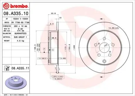 08A33510 Тормозной диск Brembo BREMBO подбор по vin на Brocar
