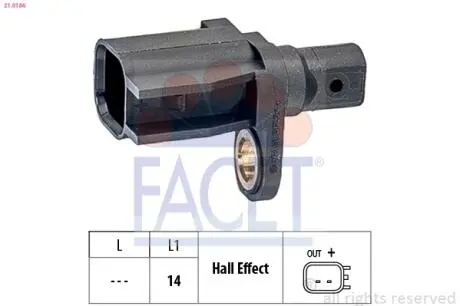 210186 Датчик скорости (ABS) FACET подбор по vin на Brocar