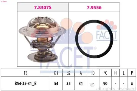 78307 Термостат Volvo S60 i 2.0 t (00-10) (7.8307) FACET FACET подбор по vin на Brocar