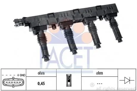96300 Котушка запалювання FACET підбір по vin на Brocar