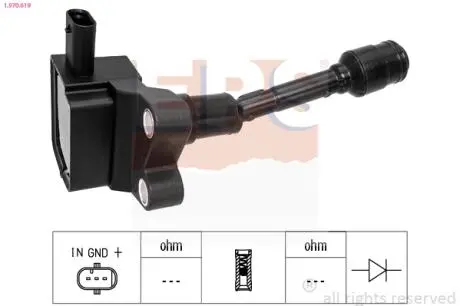 1970619 Котушка запалювання Ford B-Max 1.0 EcoBoost 12- /C-Max 12- /Fiesta 1.0 12- /Focus III 12- EPS підбір по vin на Brocar