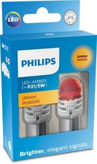 11499AU60X2 Автолампа Philips 11499AU60X2 Ultinon Pro6000 P21/5W BAY15d красная PHILIPS подбор по vin на Brocar