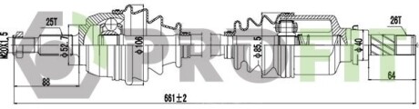 27300905 Піввісь PROFIT підбір по vin на Brocar