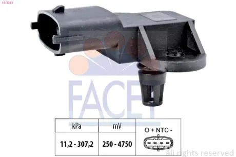 103341 Датчик давления воздуха Fiat Doblo / Ford Focus/Mondeo/Transit Connect 1.0-2.3 i/EcoBoost 11-> FACET подбор по vin на Brocar