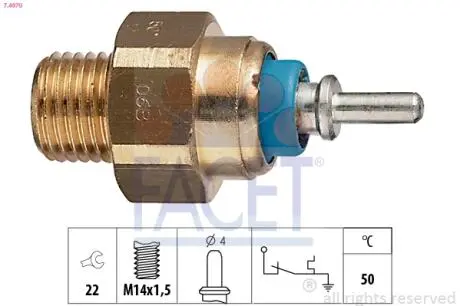 74070 Датчик температуры охлаждающей жидкости Mercedes Benz W124/201/T1/T2 M102/OM602/603 77-> FACET подбор по vin на Brocar