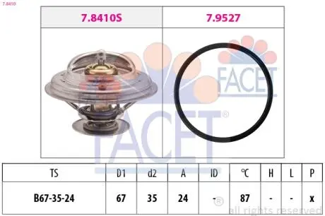 78410 Термостат VW Transporter IV, V/Golf III, IV, V/Audi A3/A6/A8 2.0-3.2 i/D 90- (82 C) FACET подбор по vin на Brocar