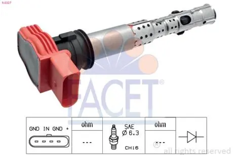 96327 Котушка запалювання Audi A4/A5/A6/A7/A8/Q5/Q7 / VW Touareg 2.0-5.2 i/FSI/TFSI 02-> FACET підбір по vin на Brocar