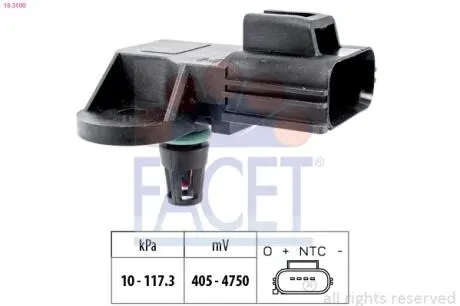 103100 Датчик тиску наддуву (4 конт.) FORD FOCUS II/MONDEO III/IV 1.8-2.5 00- FACET підбір по vin на Brocar