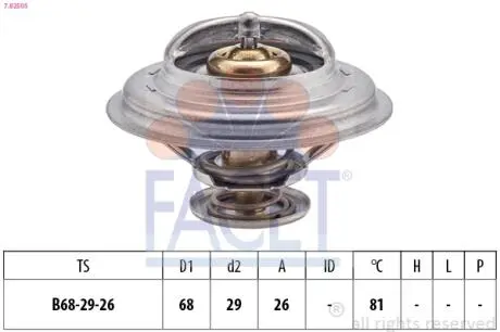 78250S Термостат Renault Trafic/ VW Golf 2.1-2.3 D/TD/i 80- (82 C) FACET підбір по vin на Brocar