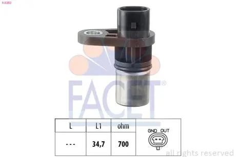 90292 Датчик положення коленвала Opel Astra/Vectra 2.2 i 00-> FACET підбір по vin на Brocar