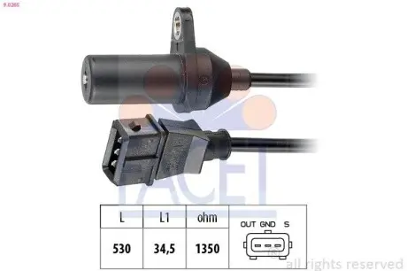 90265 Датчик оборотов коленвала Ducato/Boxer 2.8 D/HDI 98&gt; FACET підбір по vin на Brocar