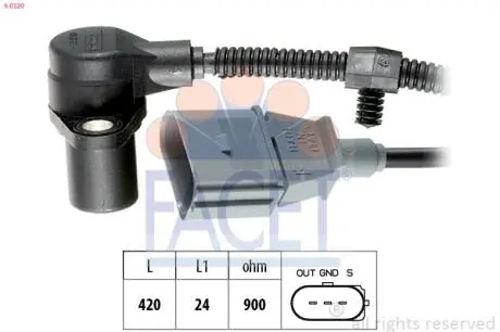 90320 Датчик положення коленвала VW T4/T5 2.8-3.2 i 00-> FACET підбір по vin на Brocar