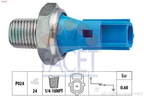 70147 Датчик тиску масла Ford Transit 2.4 DI/TDE 00-> FACET підбір по vin на Brocar