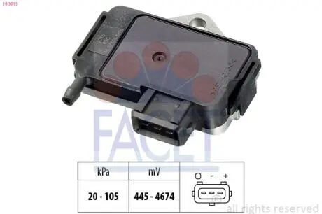 103015 Датчик тиску повітря VW Caddy 1.9 TDI 96-> FACET підбір по vin на Brocar