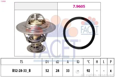 78928 Термостат Ford Connect 1.0 EcoBoost 13-> FACET підбір по vin на Brocar