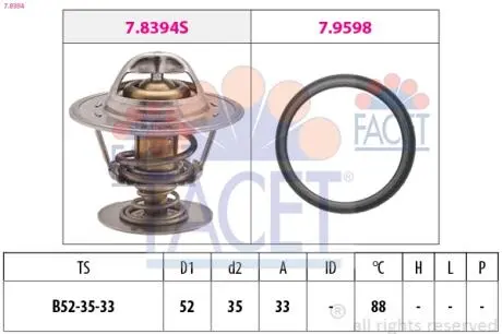 78394 Термостат Transit -00 88C FACET підбір по vin на Brocar