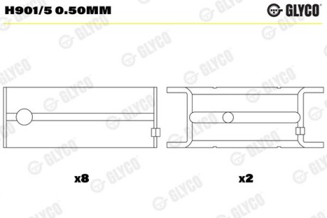 H9015050MM Вкладиші корінні GLYCO підбір по vin на Brocar