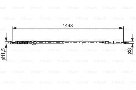 1987482789 Трос ручника (задній) Seat Leon 12- (1520mm) BOSCH підбір по vin на Brocar