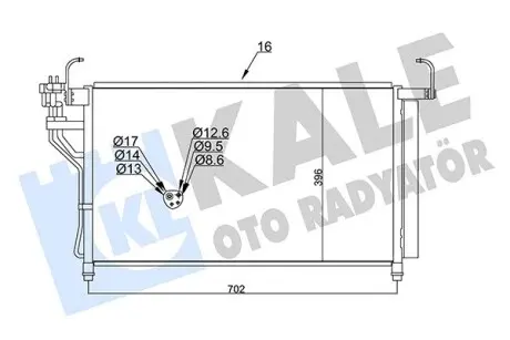 345450 HYUNDAI Радиатор кондиционера H-1 08- KALE OTO RADYATOR підбір по vin на Brocar