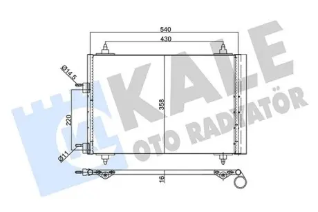 343095 Радіатор кондиціонера 307 KALE OTO RADYATOR підбір по vin на Brocar