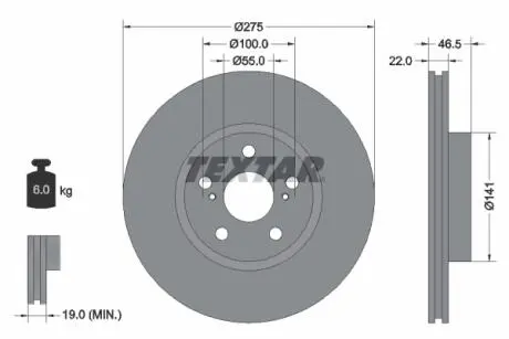 92199300 Тормозной диск 92199300 TEXTAR TEXTAR подбор по vin на Brocar