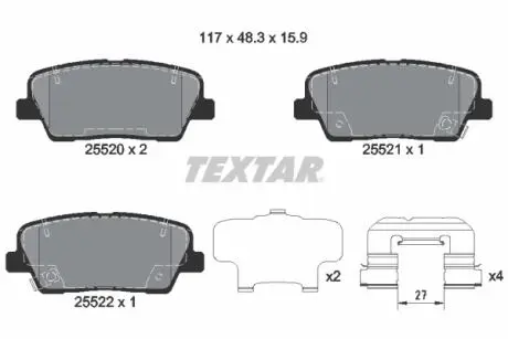 2552008 Гальмівні колодки, дискові TEXTAR підбір по vin на Brocar
