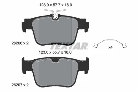 2620601 Колодки гальмівні (задні) Audi A3/Skoda Octavia/VW Golf VIII 1.4/2.0 TSI 20- (ATE) TEXTAR підбір по vin на Brocar