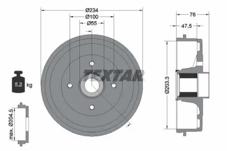 94045800 Гальмівний барабан TEXTAR підбір по vin на Brocar