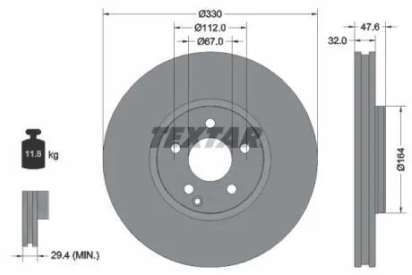 92198805 Гальмівний диск 92198805 TEXTAR TEXTAR підбір по vin на Brocar