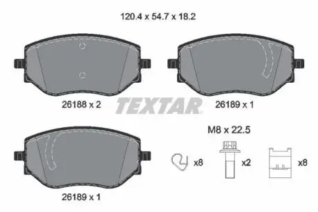 2618801 Гальмівні колодки, дискові TEXTAR подбор по vin на Brocar