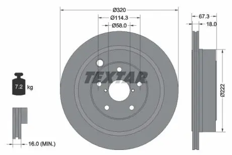 92255903 Тормозной диск 92255903 TEXTAR TEXTAR підбір по vin на Brocar