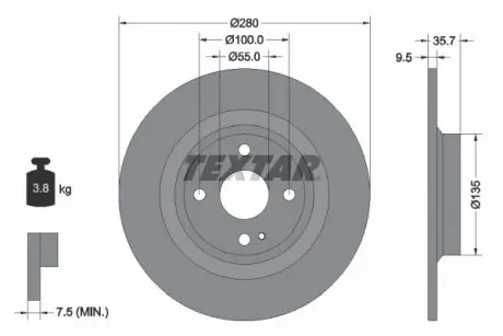 92320003 Гальмівний диск TEXTAR підбір по vin на Brocar