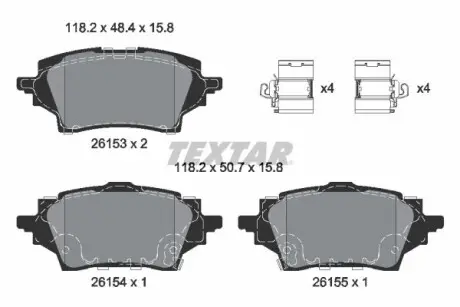 2615301 Колодки гальмівні (задні) Suzuki Swace/Toyota C-HR/Corolla 19-(TRW) Q+ TEXTAR підбір по vin на Brocar
