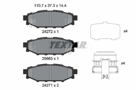 2427201 Колодки гальмівні (задні) Subaru Forester/Impreza 08-/Legacy 03-14/Outback 03-/Toyota GT 12- TEXTAR підбір по vin на Brocar