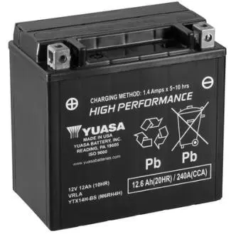 YTX14HBS МОТО Yuasa 12V 12,6 Ah High Performance MF Battery AGM YTX14H-BS(сухозаряженій) YUASA підбір по vin на Brocar