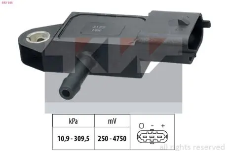 493144 493 144 KW Датчик тиску повітря(вакуума) (аналог EPS 1.993.144/Facet 10.3144) KW підбір по vin на Brocar