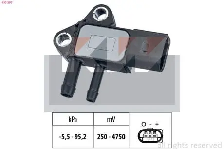 493297 493 297 KW Датчик давления выхлопных газов (аналог EPS 1.993.297/Facet 10.3297) KW подбор по vin на Brocar