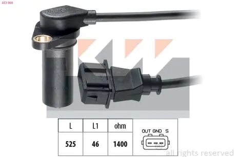 453068 453 068 KW Датчик р/вала, к/вала (аналог EPS 1.953.068/Facet 9.0068) KW подбор по vin на Brocar