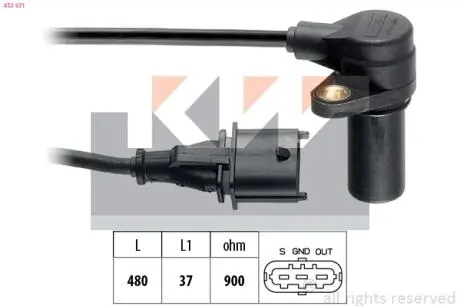 453631 453 631 KW Датчик р/вала, к/вала (аналог EPS 1.953.631/Facet 9.0631) KW подбор по vin на Brocar