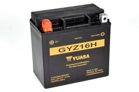 GYZ16H МОТО Yuasa 12V 16.8Ah High Performance MF VRLA Battery GYZ16H YUASA підбір по vin на Brocar