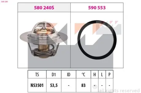 580240 580 240 KW Термостат (аналог EPS 1.880.240/Facet 7.8240) KW підбір по vin на Brocar