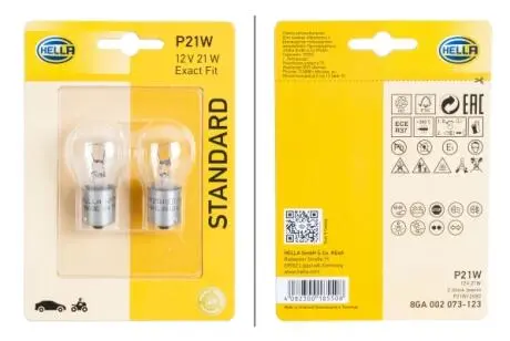 8GA002073123 Żarówka P21W 12V PODW.BLIS blister 2 szt HELLA підбір по vin на Brocar